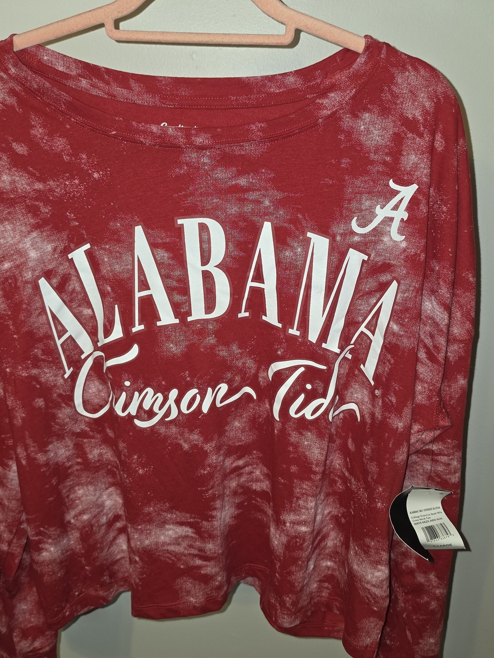 Alabama Crimson Tide Red Tie-Dye Long Sleeve Top